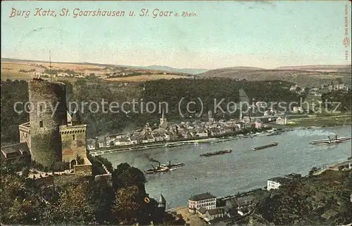 St Goarshausen mit Burg Katz und St Goar Kat. Sankt Goarshausen