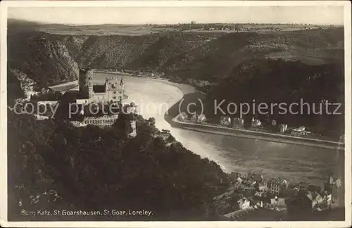 St Goarshausen Burg Katz mit St Goar und Loreley Kat. Sankt Goarshausen