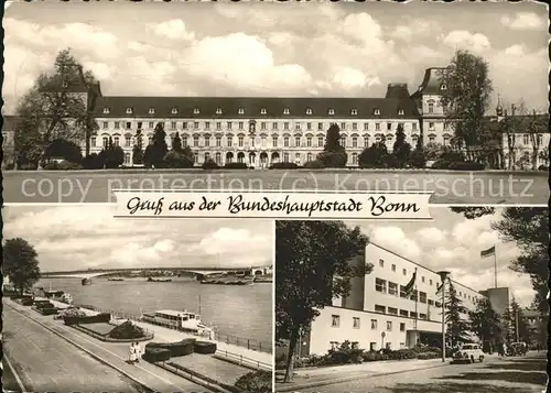 Bonn Rhein Universitaet Rheinpromenade und Bundeshaus / Bonn /Bonn Stadtkreis