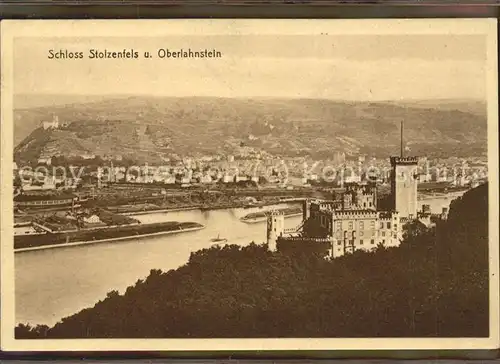 Oberlahnstein Panorama mit Schloss Stolzenfels Kat. Lahnstein