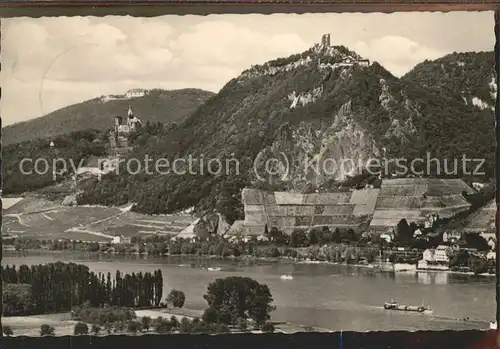 Koenigswinter Blick auf Petersberg Drachenburg und Drachenfels Kat. Koenigswinter