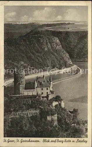 St Goarshausen mit Burg Katz und Loreley Kat. Sankt Goarshausen