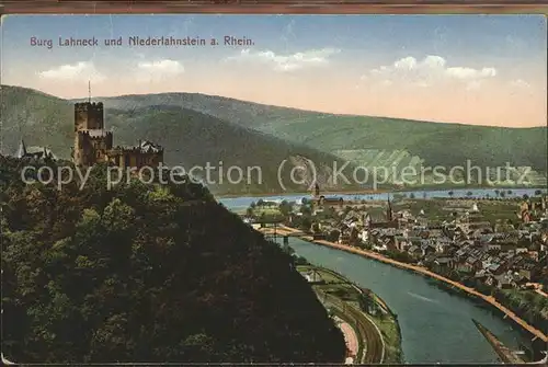 Niederlahnstein Burg Lahneck Panorama Feldpost Kat. Lahnstein