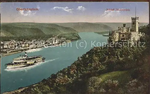 Oberlahnstein mit Schloss Stolzenfels Rheindampfer Kat. Lahnstein