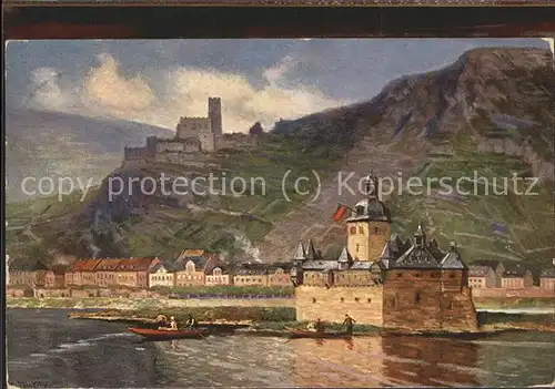 Kaub Die Pfalz und Burg Gutenfels Kat. Kaub