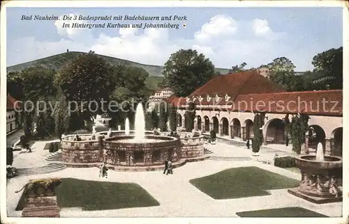 Bad Nauheim Die drei Badesprudel mit Badehaeusern Park Kurhaus und Johannisberg Kat. Bad Nauheim