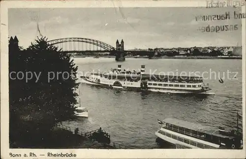 Bonn Rhein Rheinbruecke Ausflugsdampfer Feldpost / Bonn /Bonn Stadtkreis