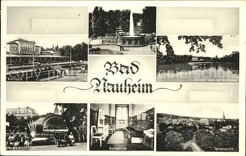 Bad Nauheim Kurhaus Grosser Teich mit Teichhaus Trinkkuranlage Badezelle Teilansicht Kat. Bad Nauheim