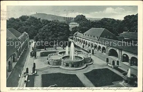 Bad Nauheim Die drei Badesprudel mit Badehaeusern Park Kurhaus und Johannisberg Kat. Bad Nauheim