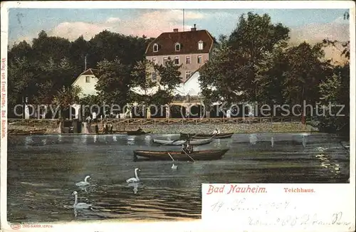 Bad Nauheim Grosser Teich mit Teichhaus Kat. Bad Nauheim