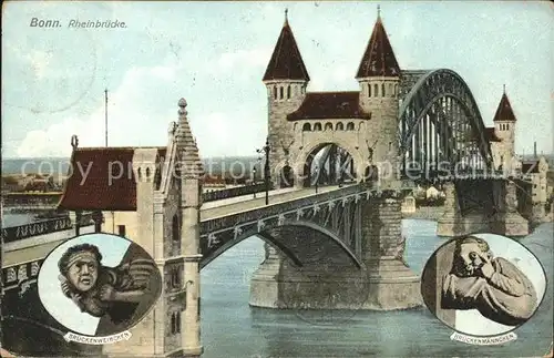 Bonn Rhein Rheinbruecke mit Brueckenweibchen und  maennchen / Bonn /Bonn Stadtkreis