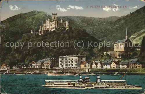 Kapellen Stolzenfels Burg Stolzenfels Rheindampfer Kat. Koblenz