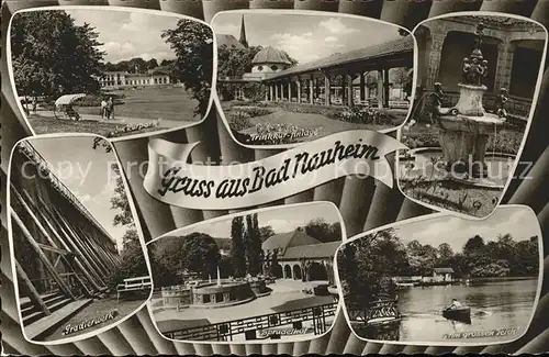 Bad Nauheim Kurpark Trinkkur Anlage Brunnen Gradierwerk Sprudelhof Teichpartie Kat. Bad Nauheim