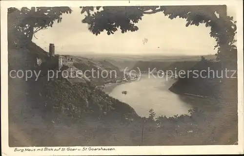 Wellmich Burg Maus mit Blick auf St Goar und St Goarshausen Kat. Sankt Goarshausen