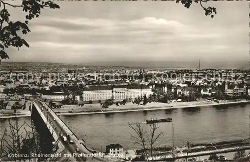 Koblenz Rhein Rheinansicht mit Pfaffendorfer Bruecke Kat. Koblenz