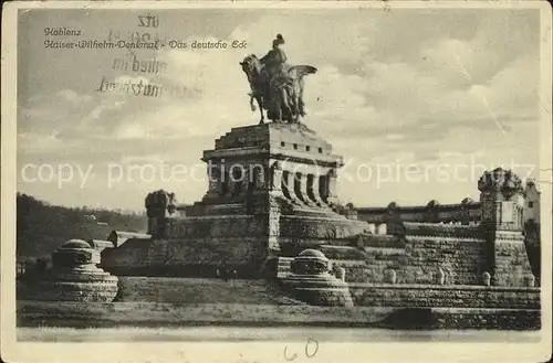 Koblenz Rhein Deutsches Eck mit Kaiser Wilhelm Denkmal Kat. Koblenz