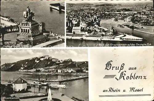 Koblenz Rhein Kaiser Wilhelm Denkmal Deutsches Eck Ehrenbreitstein Kat. Koblenz