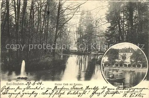 Bad Nauheim Kleiner Teich mit Fontaene Kat. Bad Nauheim