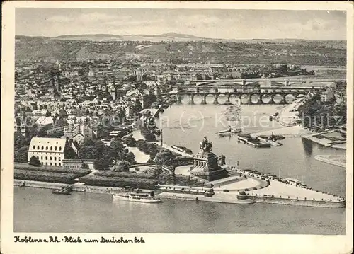 Koblenz Rhein Deutsches Eck Panorama Kat. Koblenz