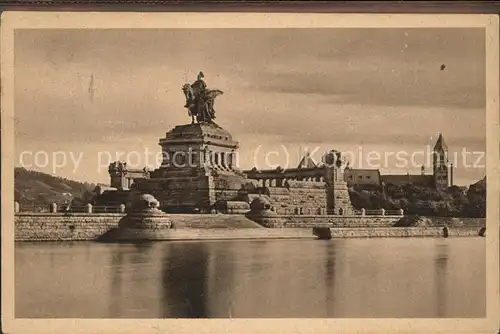 Koblenz Rhein Deutsches Eck mit Kaiser Wilhelm Denkmal Kat. Koblenz