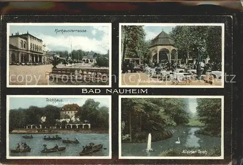 Bad Nauheim Kurhausterrasse Musikpavillon Teichhaus Kl Teich mit Fontaene Kat. Bad Nauheim