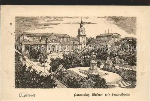 Darmstadt Paradeplatz Museum Landestheater Kat. Darmstadt