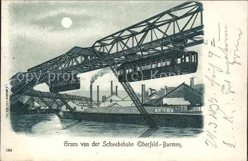 Elberfeld Wuppertal Schwebebahn bei Nacht / Wuppertal /Wuppertal Stadtkreis