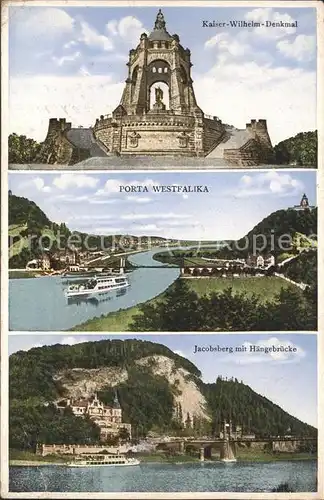 Porta Westfalica Kaiser Wilhelm Denkmal Jacobsberg Haengebruecke Kat. Porta Westfalica