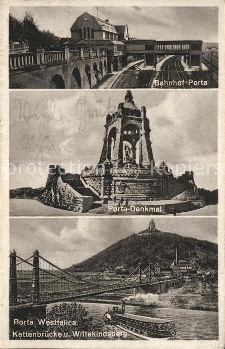 Porta Westfalica Bahnhof Porta Kettenbruecke Kaiser Wilhelm Denkmal 