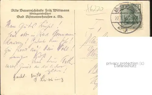 Assmannshausen Alte Bauernschaenke innen Fritz Wittmann / Ruedesheim am Rhein /