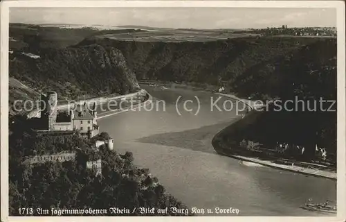 Koblenz Rhein Blick auf Burg Ratz u.Loreley Kat. Koblenz