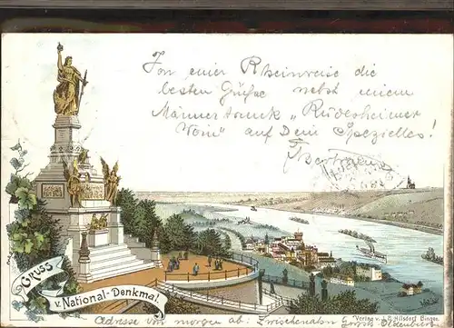 Ruedesheim Rhein Nationaldenkmal mit Blick auf Ruedesheim u.Rhein Kat. Ruedesheim am Rhein