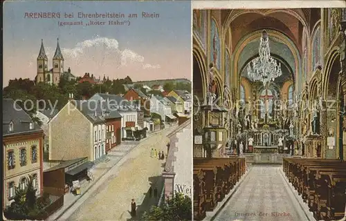 Arenberg Koblenz Hauptstrasse u.Inneres von der Kirche Kat. Koblenz