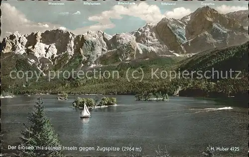 Eibsee See mit Inseln Zugspitze  Kat. Grainau