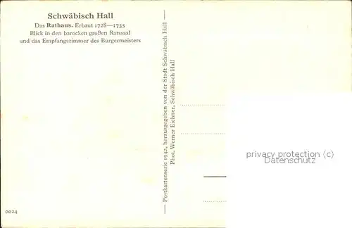 Schwaebisch Hall Rathaus Ratssaal Kat. Schwaebisch Hall