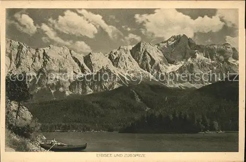 Eibsee Panorama See Zugspitze Ruderboot Kat. Grainau