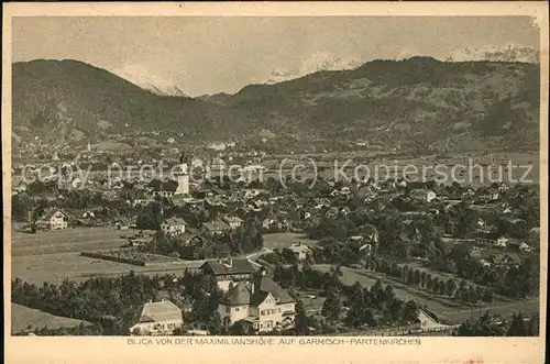 Garmisch Partenkirchen Panorama von Maximilianshoehe Kat. Garmisch Partenkirchen