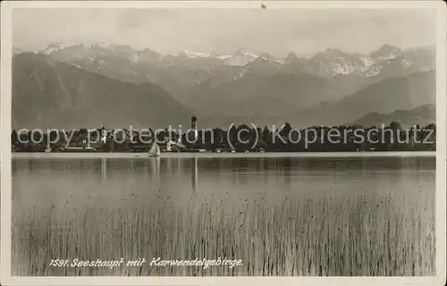 Seeshaupt Seepanorama mit Karwendelgebirge Kat. Seeshaupt