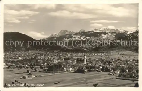 Garmisch Partenkirchen Panorama mit Alpen Kat. Garmisch Partenkirchen