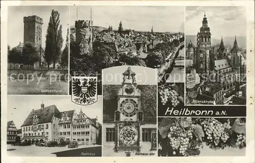 Heilbronn Goetzenturm Kilianskirche Rathausuhr Wappen Kat. Heilbronn