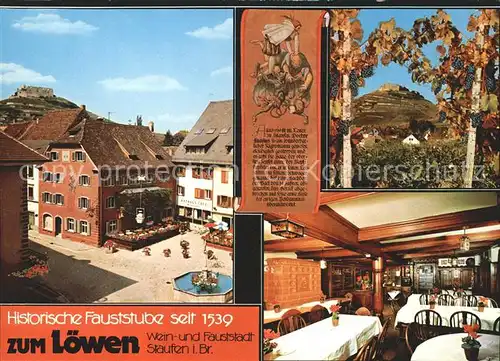 Staufen Breisgau Fauststube Restaurant "Zum Loewen" Kat. Staufen im Breisgau