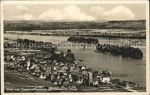 Ruedesheim Blick vom Niederwalddenkmal Kat. Ruedesheim am Rhein