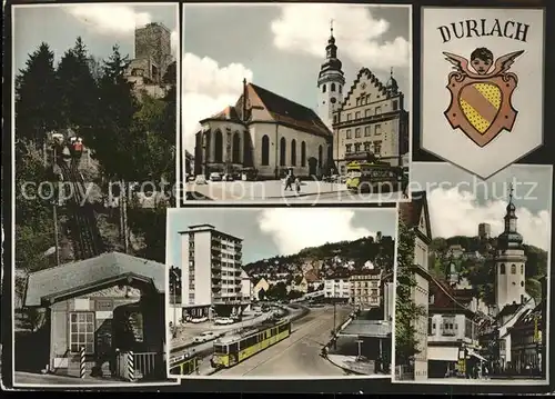 Durlach Ansichten Zahnradbahn Burg Strassenbahn Wappen Kat. Karlsruhe