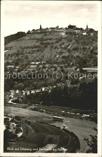 Dilsberg Panorama mit Neckar und Rainbach Kat. Neckargemuend