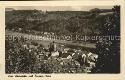 Bad Schandau Panorama mit Krippen   Elbe Kat. Bad Schandau