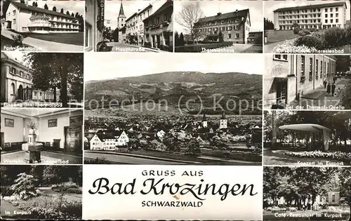 Bad Krozingen Panorama Sanatorium Theresienhaus und Bad Thermalquelle Kurpark Wartehalle Konzert Cafe Restaurant Kat. Bad Krozingen