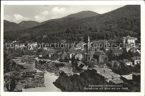 Badenweiler Schlossruine mit Stadtblick Kat. Badenweiler