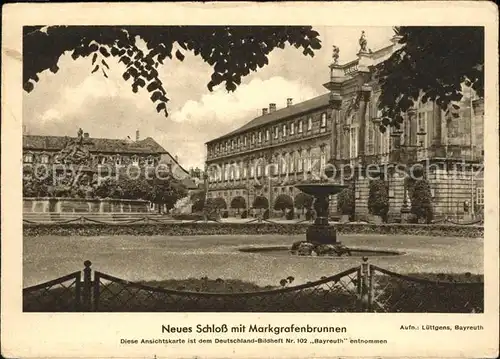Bayreuth Neues Schloss mit Markgrafenbrunnen Kat. Bayreuth