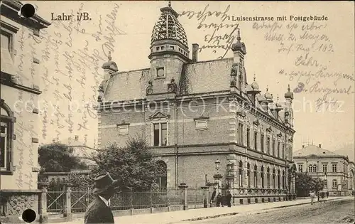 Lahr Schwarzwald Luisenstrasse mit Postgebaeude Feldpost Kat. Lahr