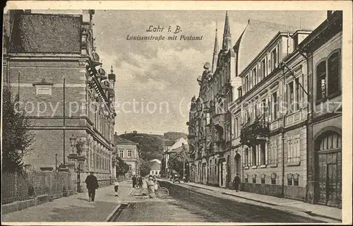 Lahr Schwarzwald Louisenstrasse mit Postamt Kat. Lahr